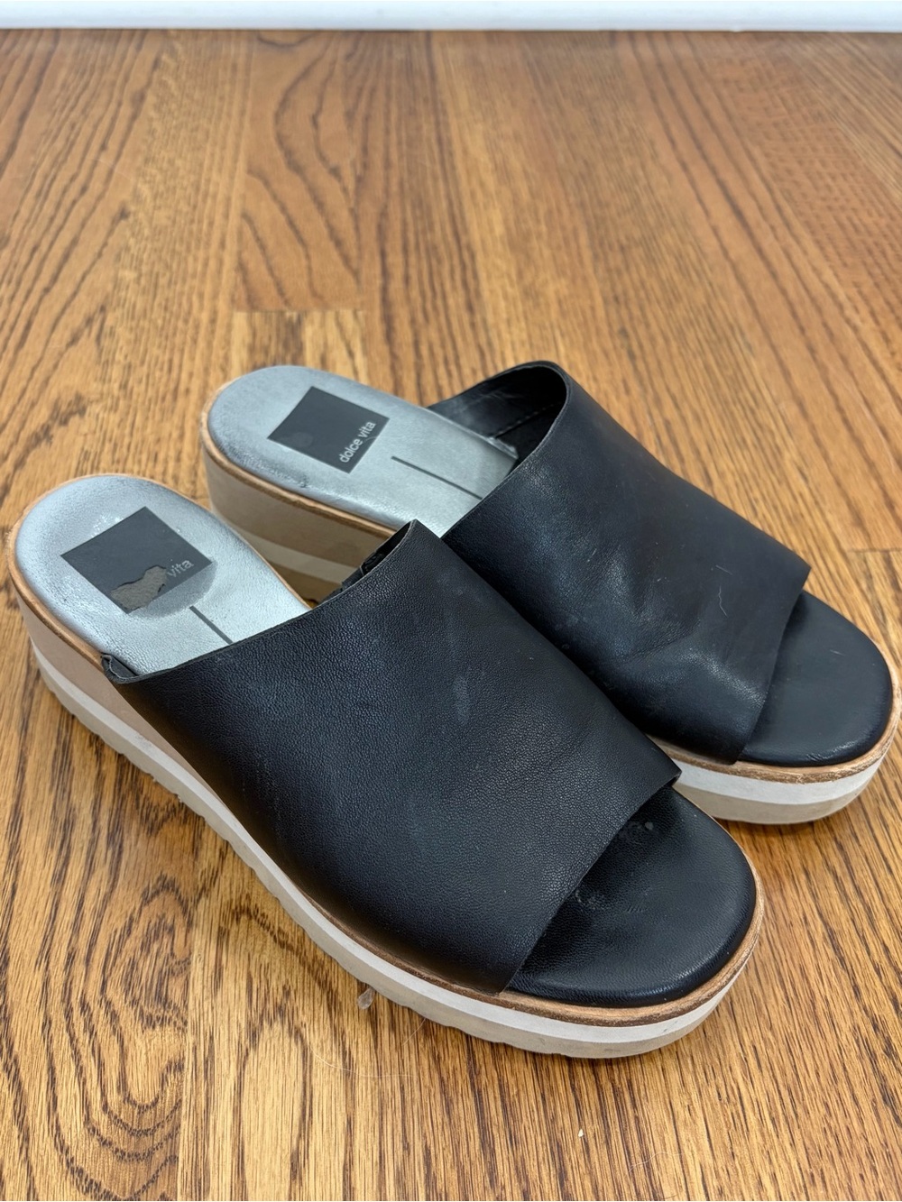 Dolce Vita Black Platform Slide Mules (6)
